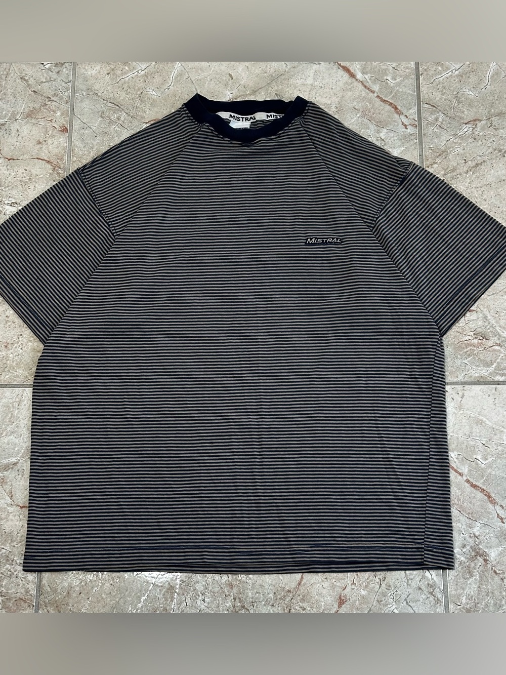 Y2K Mistral Horizontal Striped Ringer T-Shirt Size L